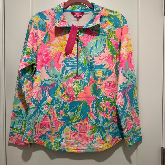 LILLY PULITZER SKIPPER POPOVER SUNSHINE STATE OF MIND MEDIUM NWT - Picture 1 of 2